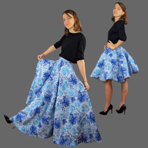 🪻 jupe 360° bleu en brocart jacquard avec tulle – midi 80 cm sur mesure | Édition signature | penovoilis (copie)